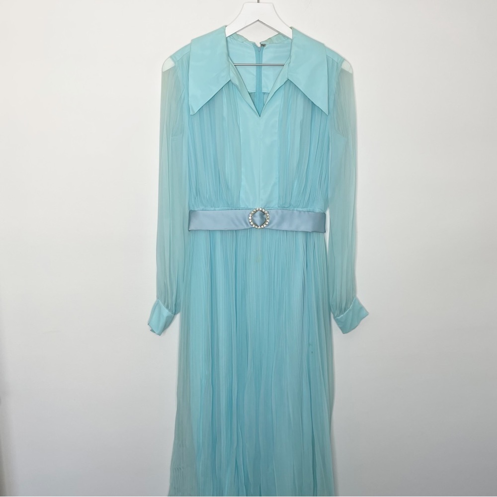 Vintage Tiffany Blue 1970s MOB Gown
